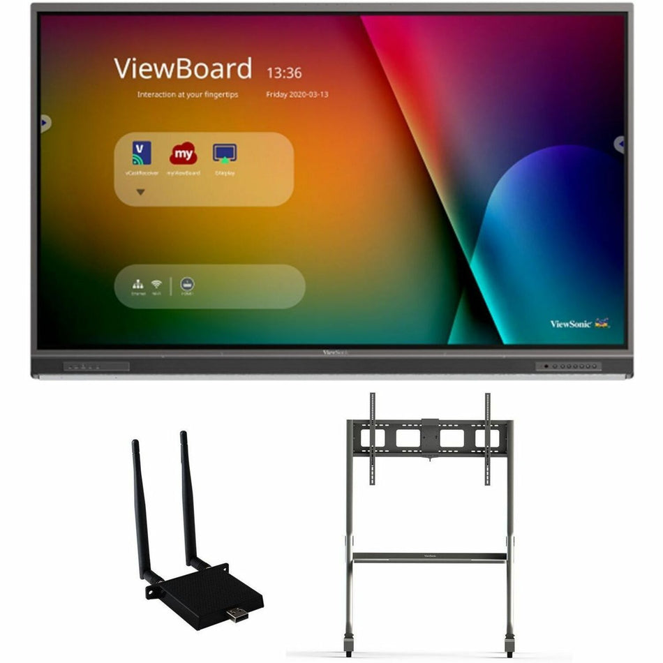 ViewSonic ViewBoard IFP7552-1C-E4 - 4K Interactive Display with WiFi Adapter and Slim Trolley Cart - 400 cd/m2 - 75" - IFP7552-1C-E4