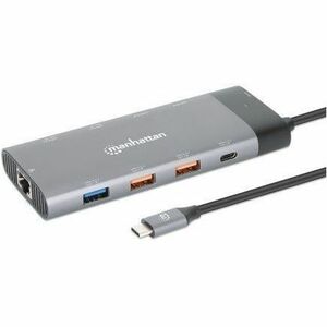 USB-C Dock/Hub, Ports (x10): Ethernet, HDMI (x2 8k), USB-A (x5) and USB-C (x2), With Power Delivery (100W) to USB-C Port (Note additional USB-C wall charger and USB-C cable needed), USB 3.2 Gen 2, All Ports can be used at the same time, Universal - 130714