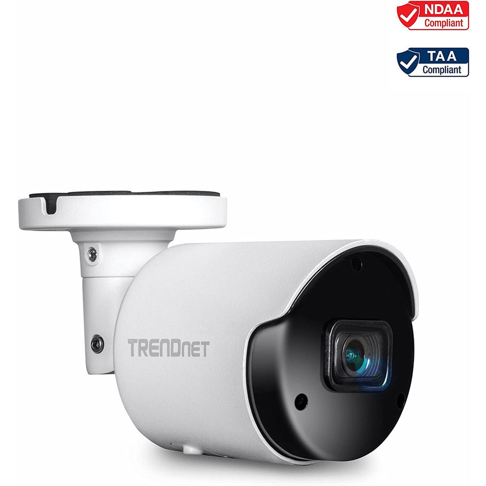 TRENDnet Indoor Outdoor 5MP H.265 PoE Bullet Network Camera, IP66 Rated Housing, IR Night Vision up to 30m (98 ft.), Security Surveillance Camera, microSD Card Slot (up to 256GB), White, TV-IP1514PI - TV-IP1514PI