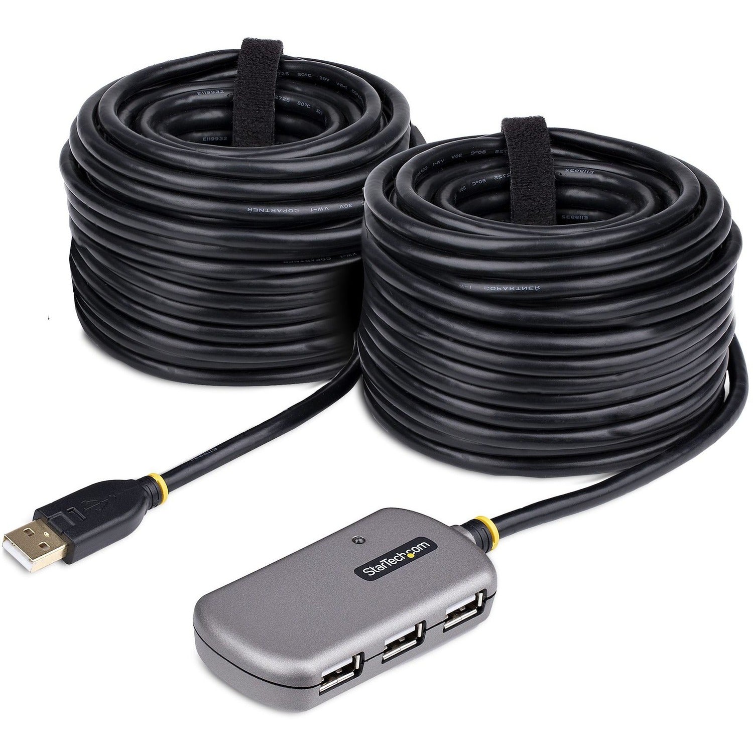 StarTech.com USB Extender Hub, 24m USB 2.0 Extension Cable w/ 4-Port USB-A Hub, Active/Bus Powered USB Repeater Cable, ESD Protection - U02442-USB-EXTENDER