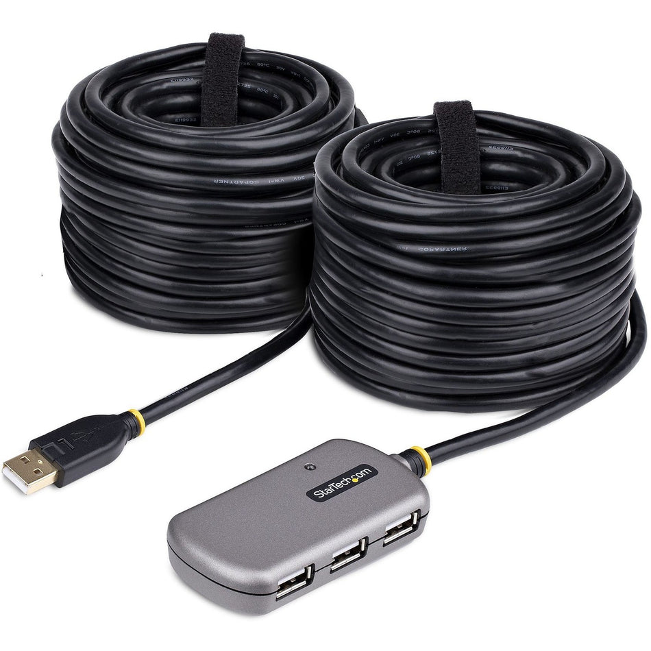 StarTech.com USB Extender Hub, 24m USB 2.0 Extension Cable w/ 4-Port USB-A Hub, Active/Bus Powered USB Repeater Cable, ESD Protection - U02442-USB-EXTENDER