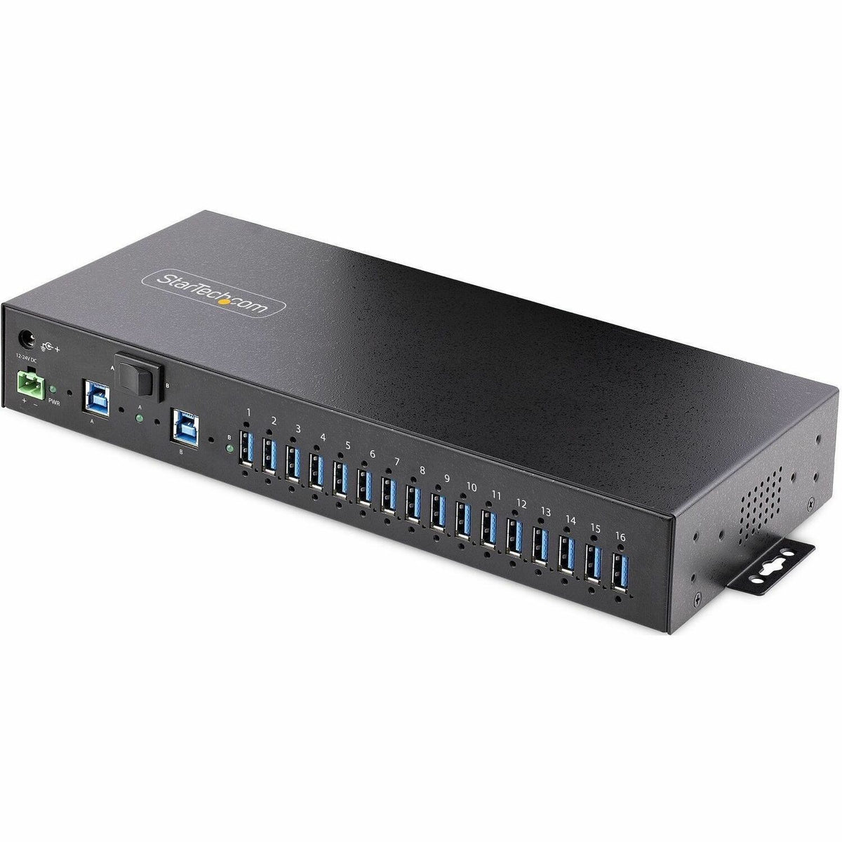 StarTech.com 16-Port Industrial USB 3.0 Hub 5Gbps, Mountable, Terminal Block Power Up to 120W Shared, USB Charging, Dual-Host Hub/Switch - 5G16AINDS-USB-A-HUB