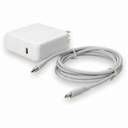 AddOn 6ft Apple Computer MRW22LLA Compatible 60W 20V at 4.25A White USB-C Laptop Power Adapter and Cable - MRW22LL/A-AA