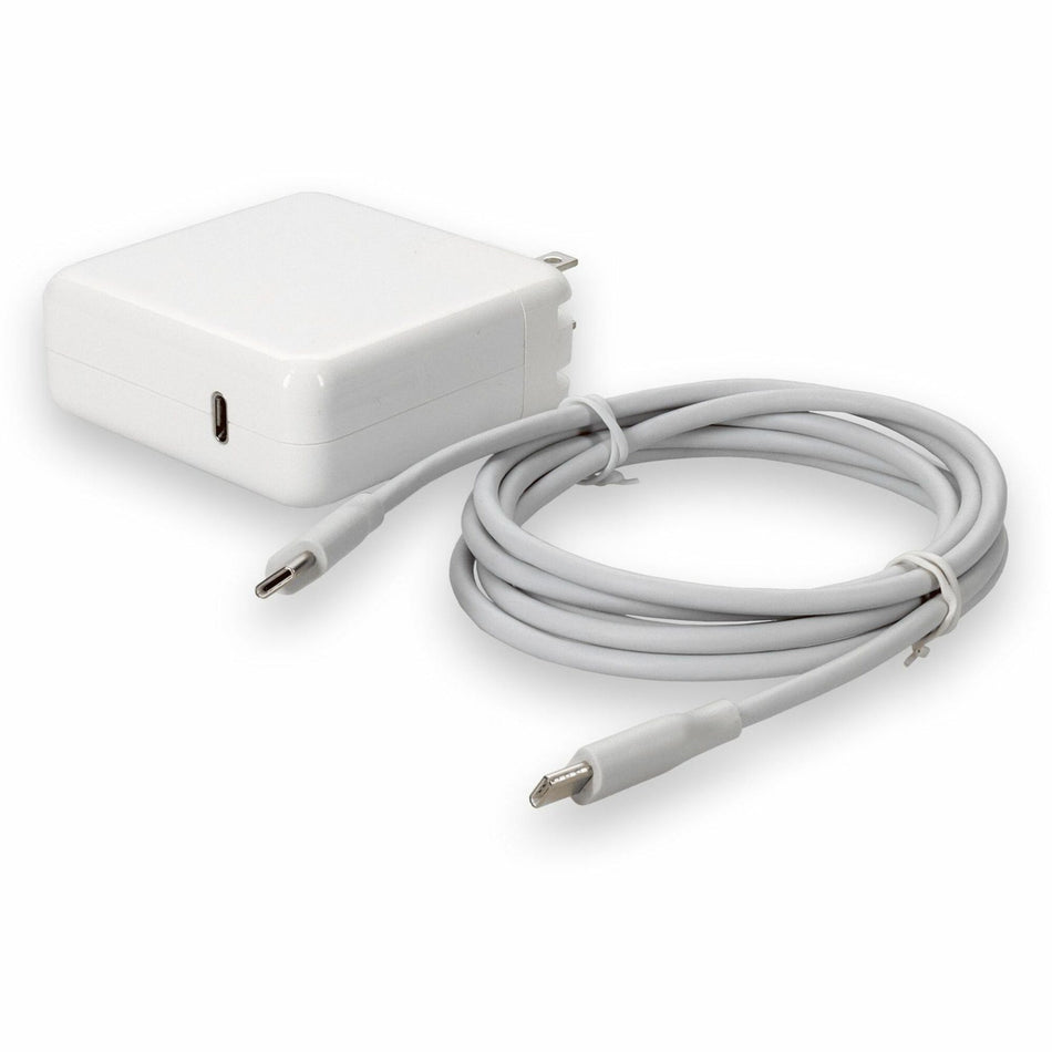 AddOn 6ft Apple Computer MRW22LLA Compatible 60W 20V at 4.25A White USB-C Laptop Power Adapter and Cable - MRW22LL/A-AA
