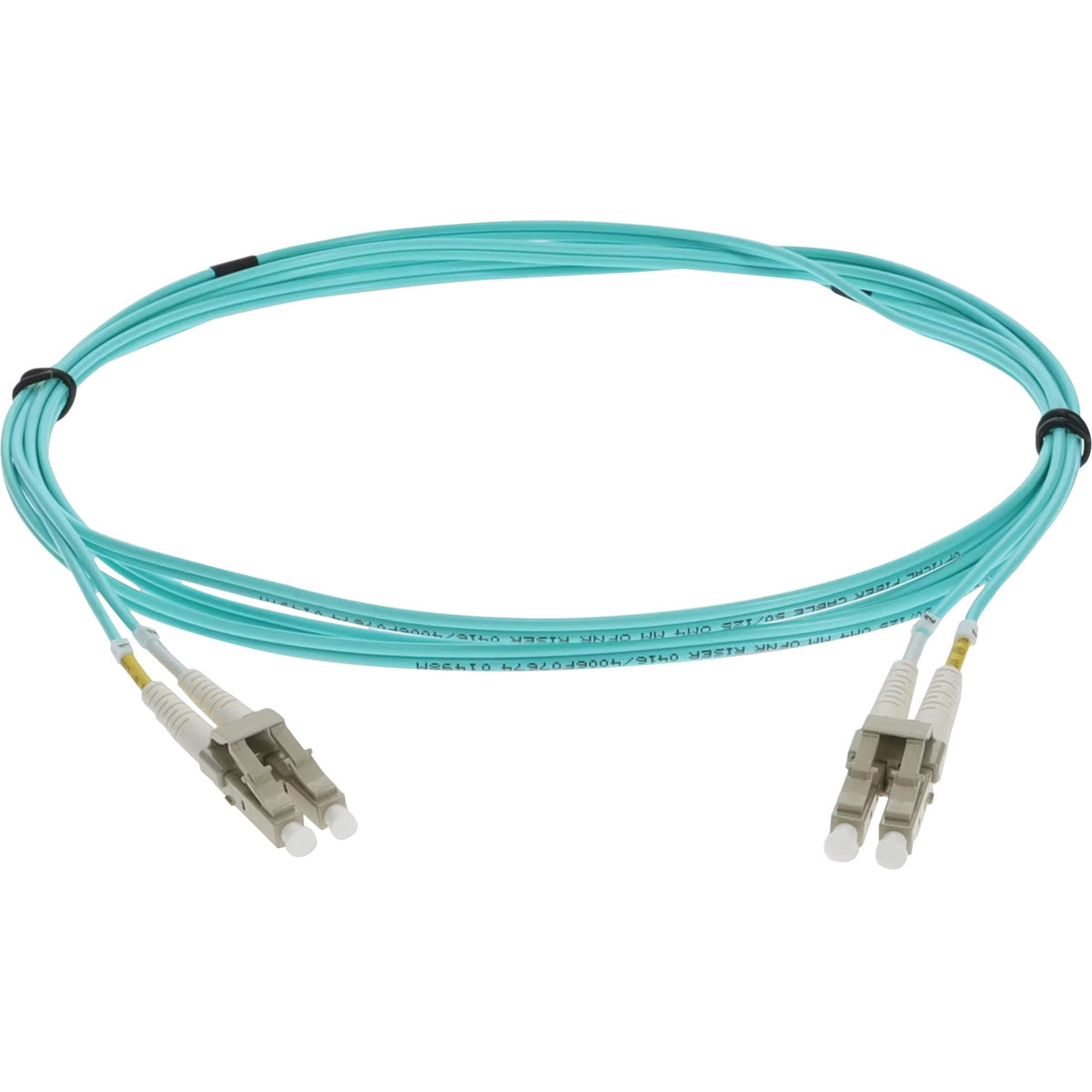 AddOn 3.5m LC to LC Aqua OM4 Duplex OFNR (Riser-Rated) Fiber Patch Cable - ADD-LC-LC-3-5M5OM4