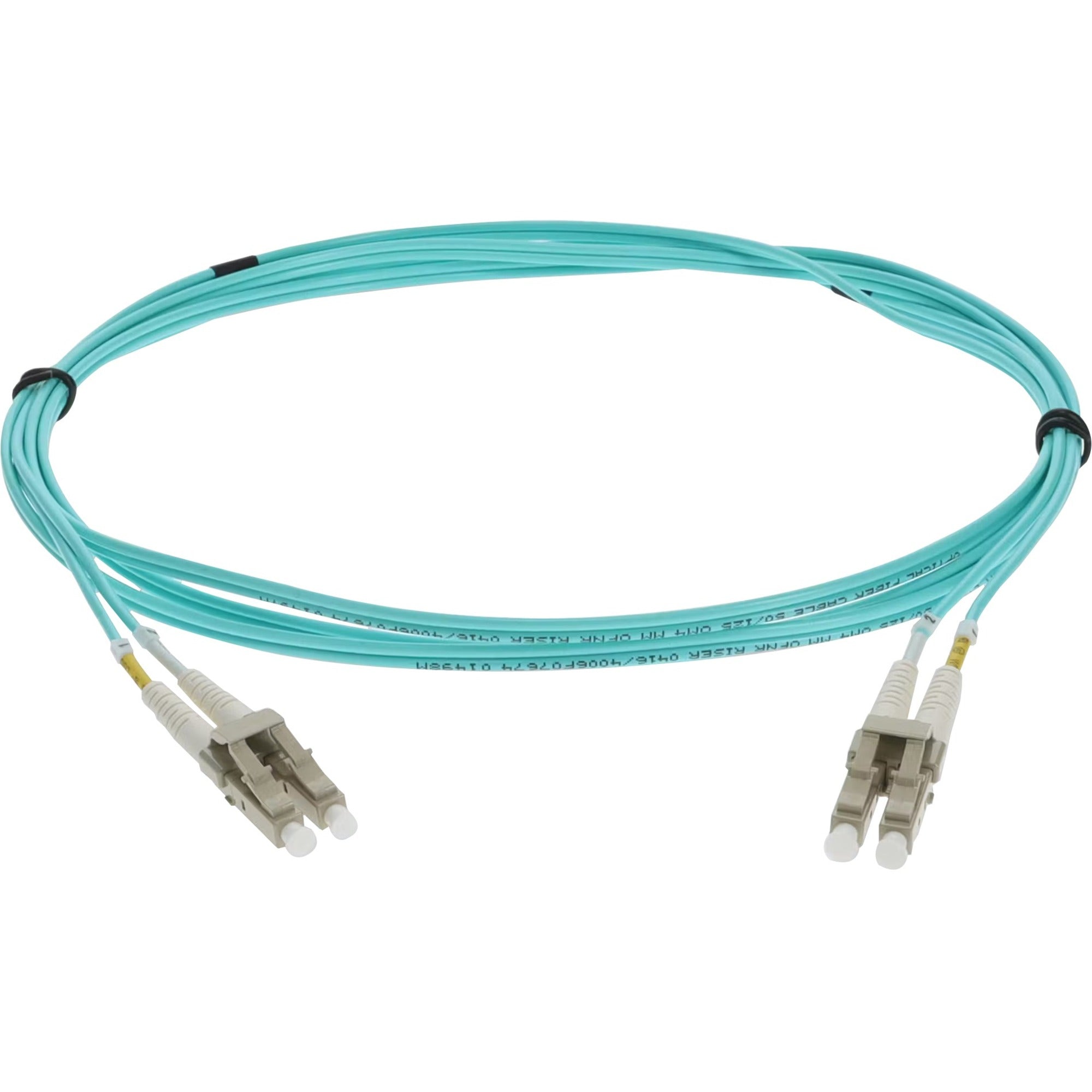 AddOn 3.5m LC to LC Aqua OM4 Duplex OFNR (Riser-Rated) Fiber Patch Cable - ADD-LC-LC-3-5M5OM4