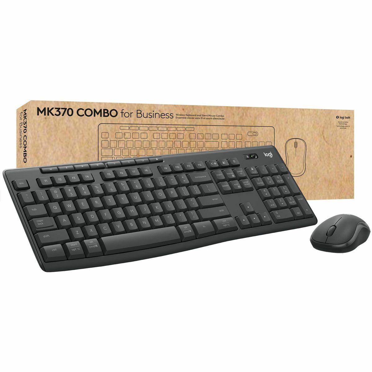 Logitech MK370 Combo for Business, Full-Size Wireless Keyboard and Wireless Mouse, Secure Logi Bolt USB receiver, Bluetooth, Graphite - 920-011887