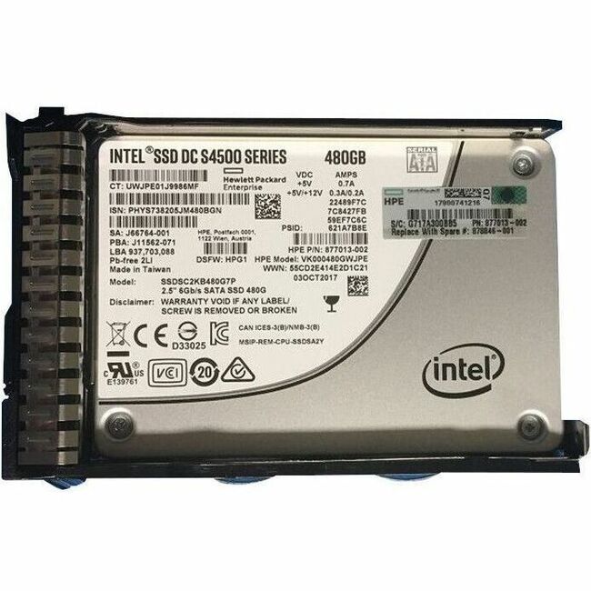 HPE Sourcing 480 GB Solid State Drive - 2.5" Internal - SATA (SATA/600) - Read Intensive - 878846-001