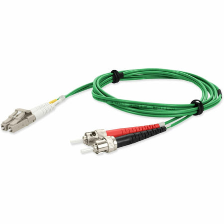 AddOn 10m ST to LC Green OM4 Duplex OFNR (Riser-Rated) Fiber Patch Cable - ADD-ST-LC-10M5OM4-GN