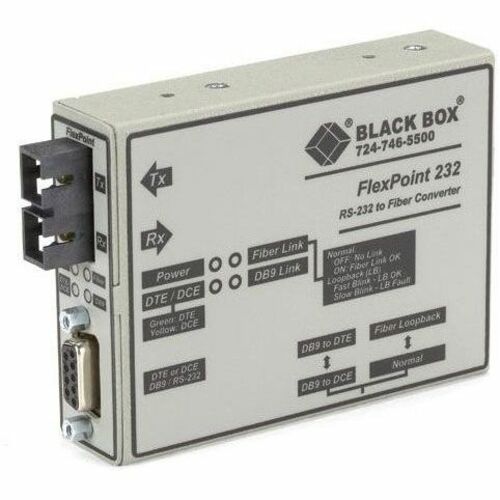 Black Box Flexpoint Async RS232 Extender Over Fiber - DB9 Female to Multimode, 2.5 km - ME660A-MSC-R2