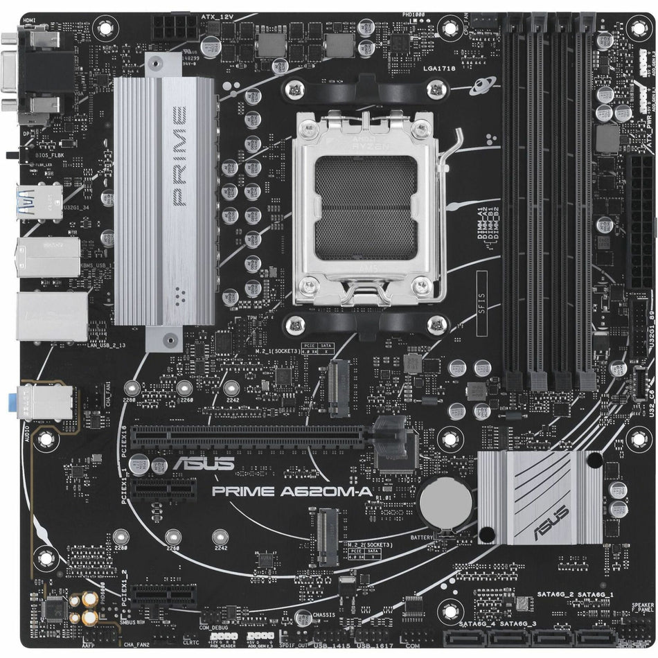 Asus Prime PRIME A620M-A-CSM Desktop Motherboard - AMD A620 Chipset - Socket AM5 - Micro ATX - PRIME A620M-A-CSM