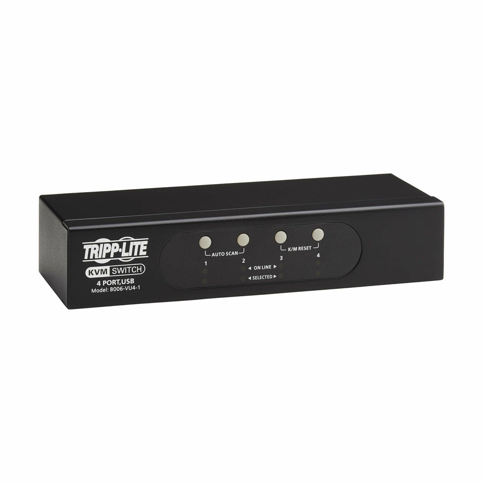 Eaton Tripp Lite Series 4-Port VGA KVM Switch for USB or PS/2 Keyboard/Mouse - B006-VU4-1