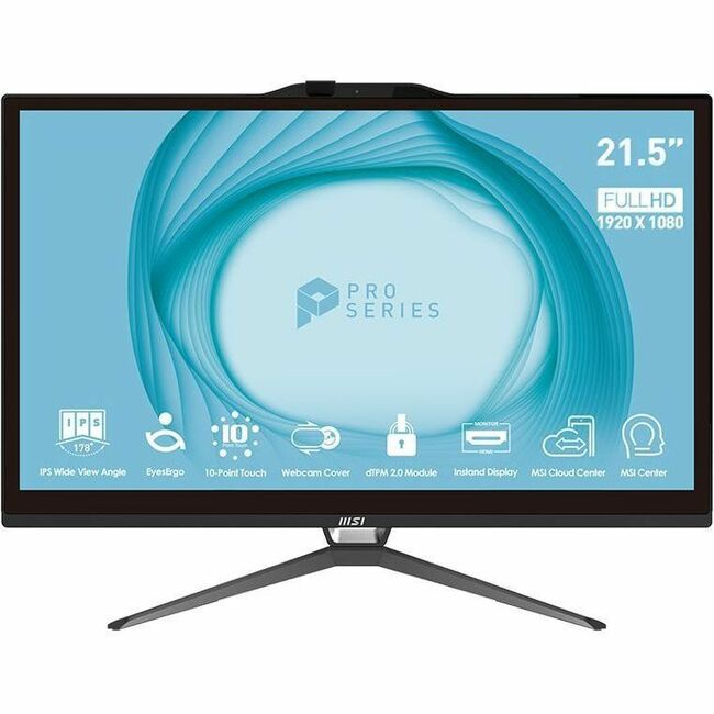 MSI Pro PRO AP222T 13M PRO AP222T 13M-059US All-in-One Computer - Intel Core i3 13th Gen i3-13100 - 8 GB - 512 GB PCI Express NVMe SSD - 21.5" Full HD Touchscreen - Desktop - Black - PAP222T13M059