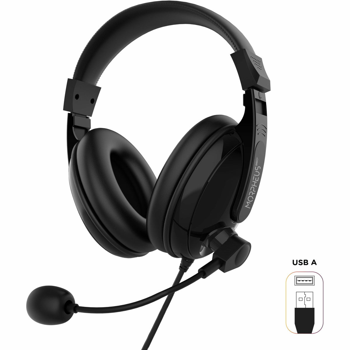 Morpheus 360 Deluxe Multimedia Stereo USB Headset - Adjustable Microphone - Lightweight Comfortable Design - Eco Leather Ear Cushions - HS3500SU - HS3500SU