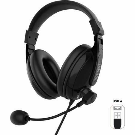 Morpheus 360 Deluxe Multimedia Stereo USB Headset - Adjustable Microphone - Lightweight Comfortable Design - Eco Leather Ear Cushions - HS3500SU - HS3500SU