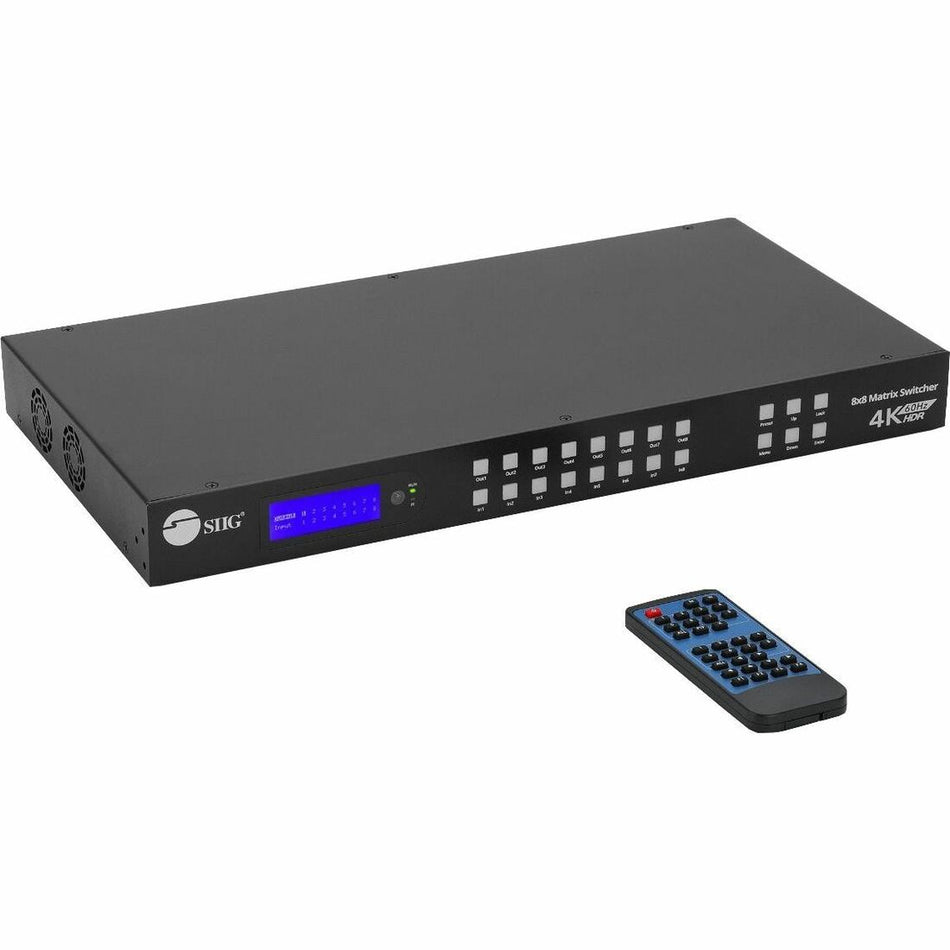 SIIG 8x8 HDMI 4K60Hz Matrix Switcher with LCD - 18Gbps- Downscaling- EDID Management - ARC- Audio Embedded/Extraction - CE-MX0011-S1