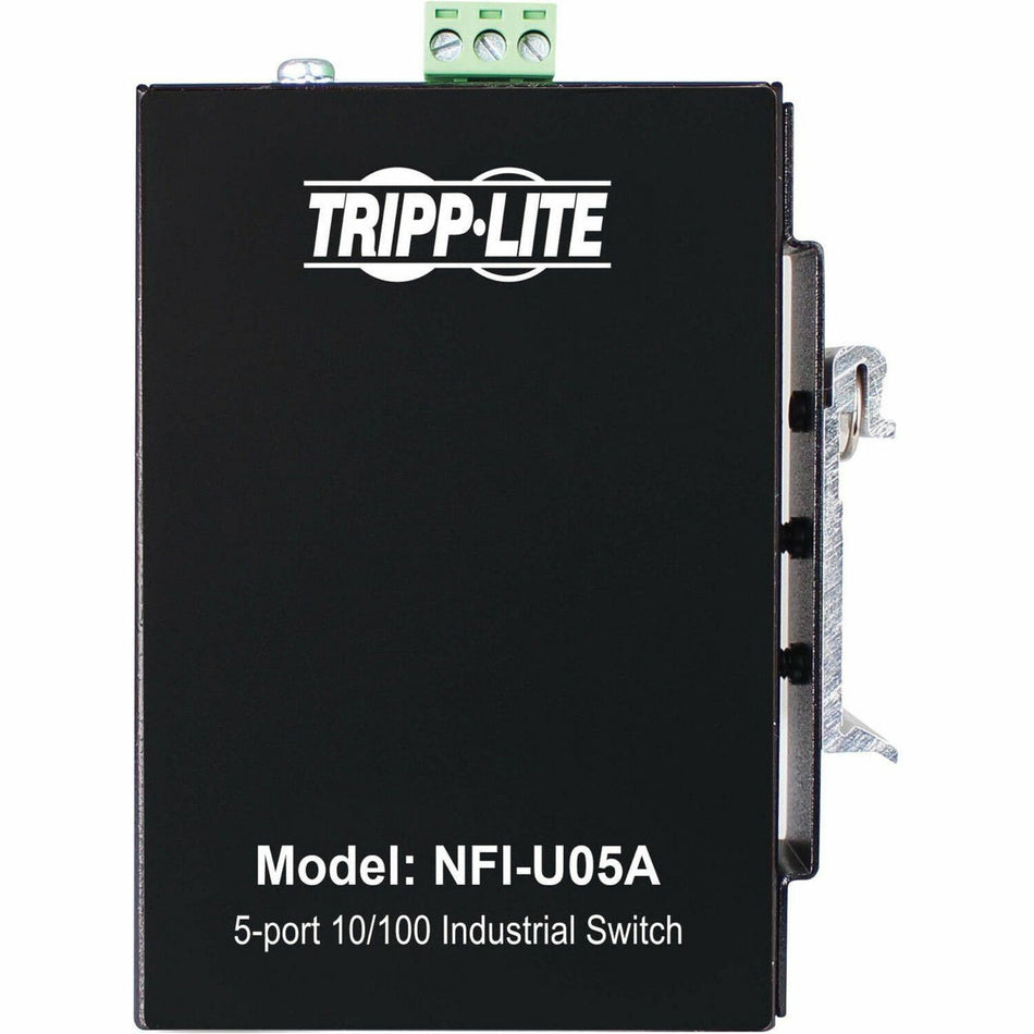 Tripp Lite by Eaton 5-Port Unmanaged Industrial Ethernet Switch - 10/100 Mbps, Ruggedized, -40Â&deg; to 75Â&deg;C, EIP QoS, DIN/Wall Mount - TAA Compliant - NFI-U05A