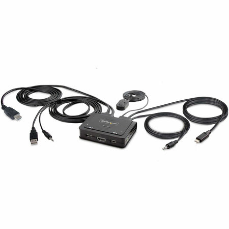 StarTech.com 2-Port Hybrid USB-C HDMI Cable KVM Switch, 4K 60Hz, Compact KVM with 6ft/1.8m USB-A & 4ft/1.2m USB-C Integrated Cables - C2-H46-UAC-CBL-KVM