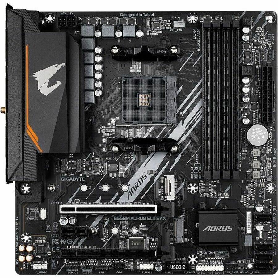 Aorus Ultra Durable Desktop Motherboard - AMD B550 Chipset - Socket AM4 - Micro ATX - B550M AORUS ELITE AX