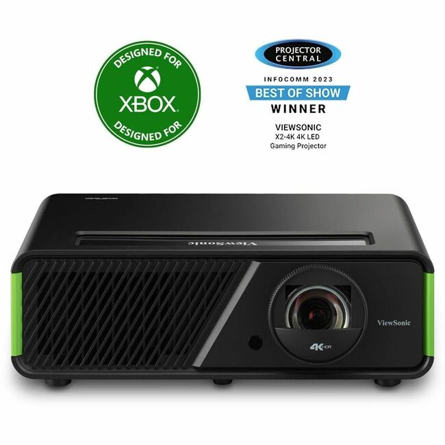 ViewSonic X2-4K UHD Short Throw Projector with 2000 Lumens, Cinematic Colors, 1.2x Optical Zoom, H&V Keystone, Corner Adjustment and HDR/HLG Support - X2-4K