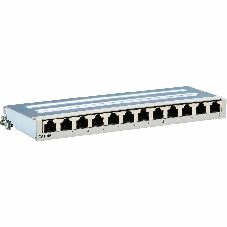 Eaton Tripp Lite Series Cat6a STP Patch Panel, 12 Ports, DIN Rail or Wall Mount, TAA - N250-SH12-DIN6A