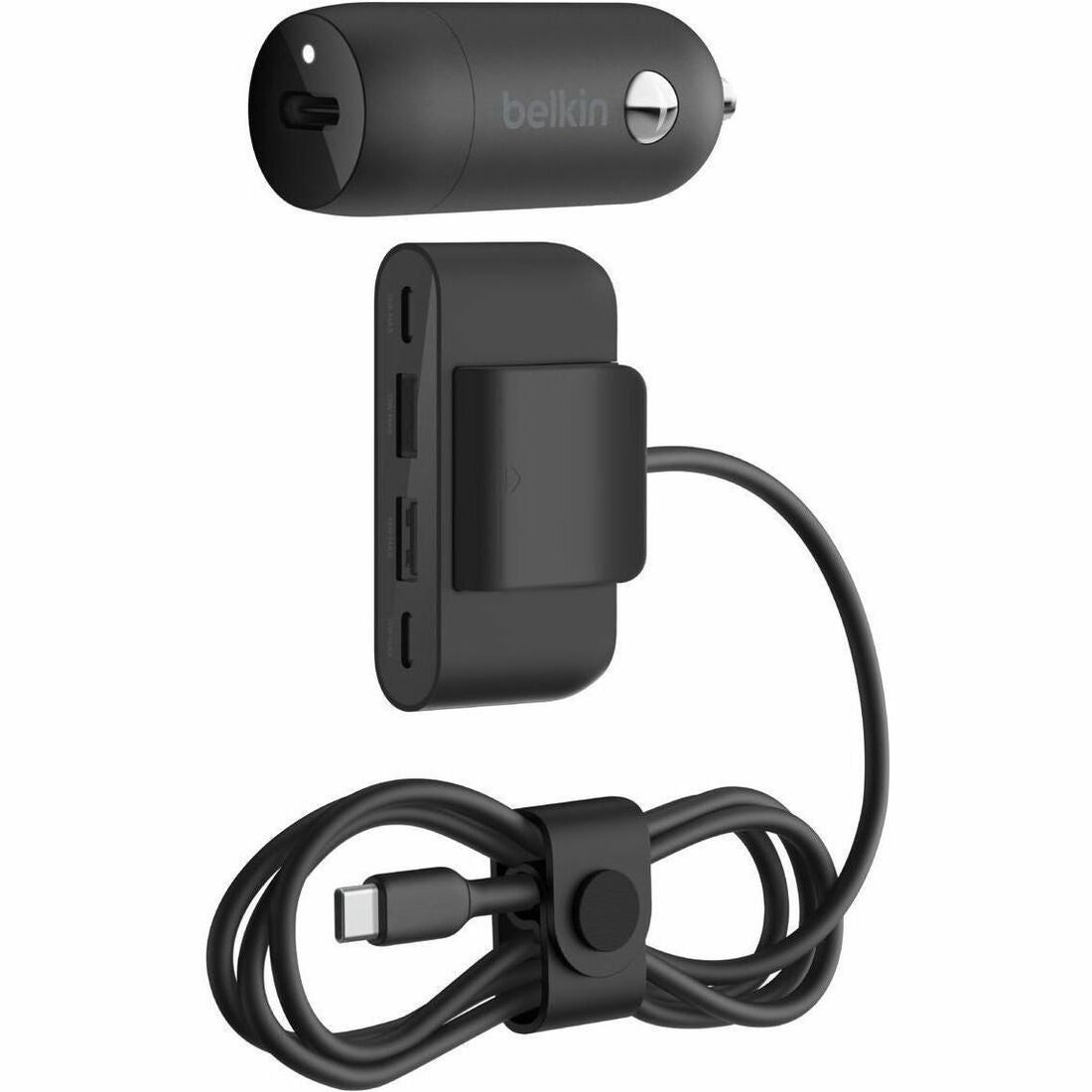 Belkin BoostCharge 30W USB-C Car Charger + 4-port USB power extender - CCA004tt2MBK-B7