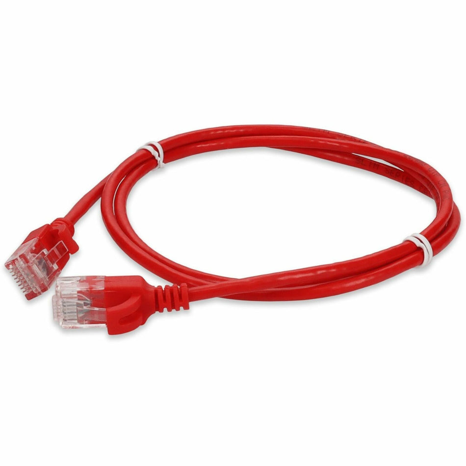 AddOn 1ft Red CAT 6A Slim PVC Ethernet Cable Snagless Clear-Claw RJ-45 M/M - ADD-1FSLCAT6A-RD