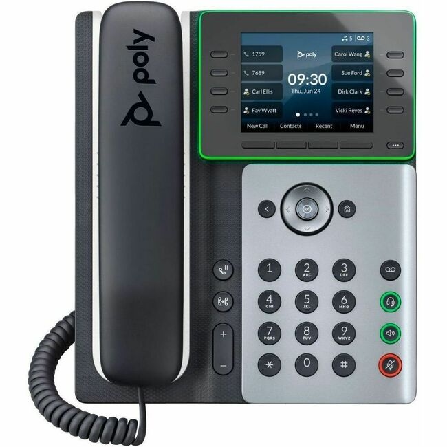 Poly Edge E500 IP Phone - Corded - Corded - Desktop - Black - TAA Compliant - 82M94AA