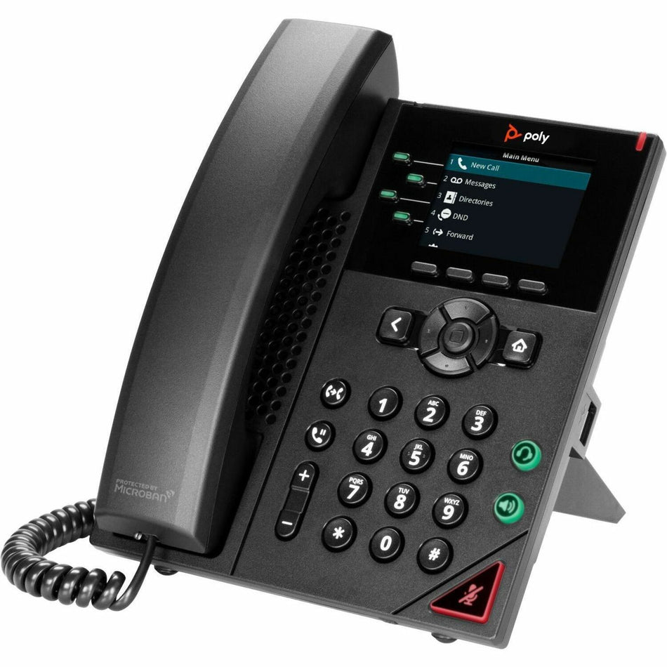 Poly VVX 250 IP Phone - Corded - Corded - Desktop, Wall Mountable - Black - 89B66AA#ABA