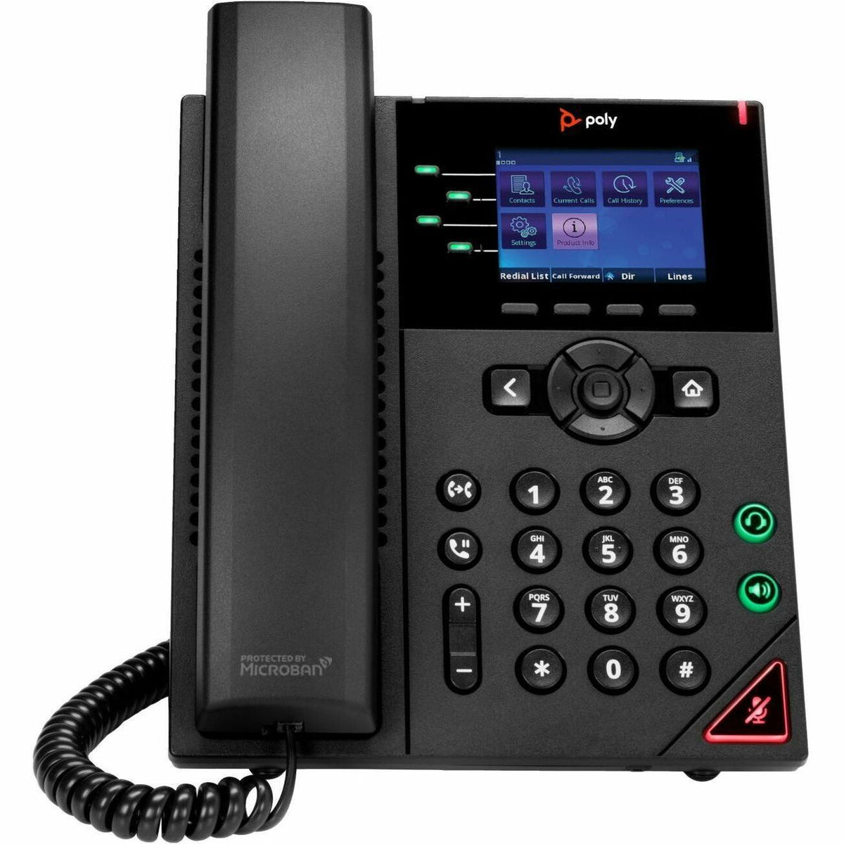 Poly VVX 250 IP Phone - Corded - Corded - Desktop, Wall Mountable - Black - 89B58AA