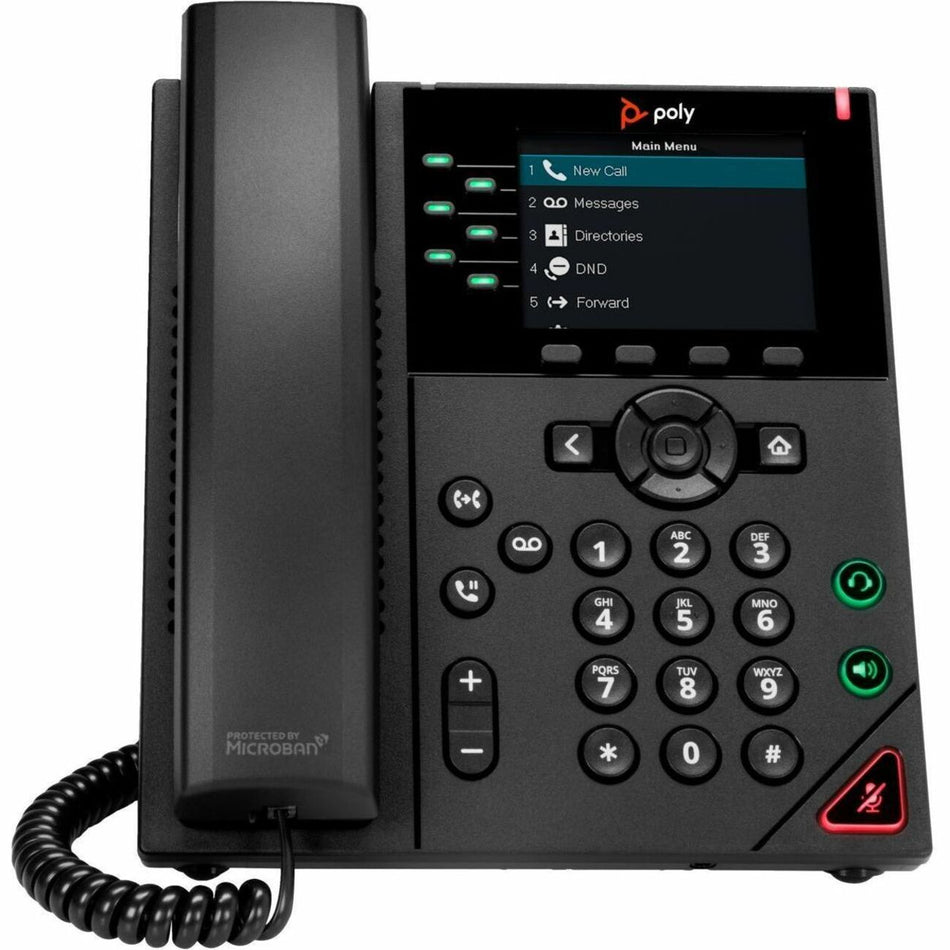 Poly VVX 350 IP Phone - Corded - Corded - Desktop, Wall Mountable - Black - 89B69AA#ABA