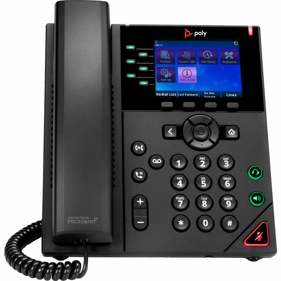 Poly OBi VVX 350 IP Phone - Corded - Corded - Desktop, Wall Mountable - Black - 89K70AA#ABA