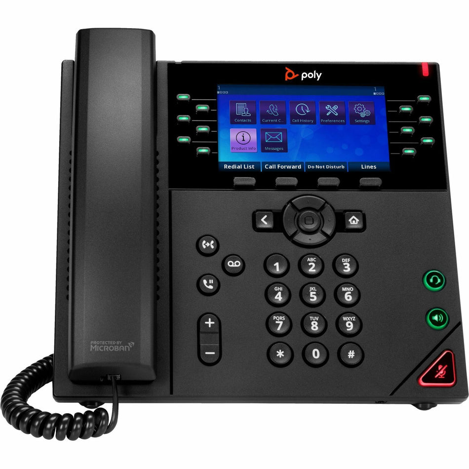 Poly VVX 450 IP Phone - Corded - Corded - Desktop, Wall Mountable - Black - 89K71AA#ABA