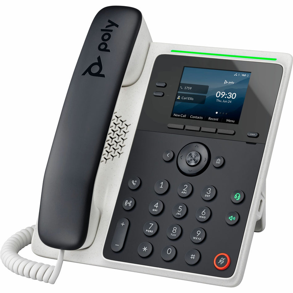 Poly Edge E100 IP Phone - Corded - Corded - 3 Multiple Conferencing - Desktop, Wall Mountable - White, Midnight Blue - 82M86AA