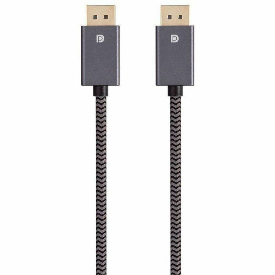 Monoprice DisplayPort 1.4 EasyPlug Nylon Braided Cable, 6ft, Gray - 40783