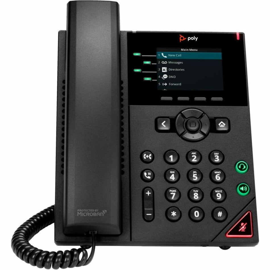 Poly VVX 250 IP Phone - Corded - Corded - Desktop, Wall Mountable - Black - 89B62AA#AC3