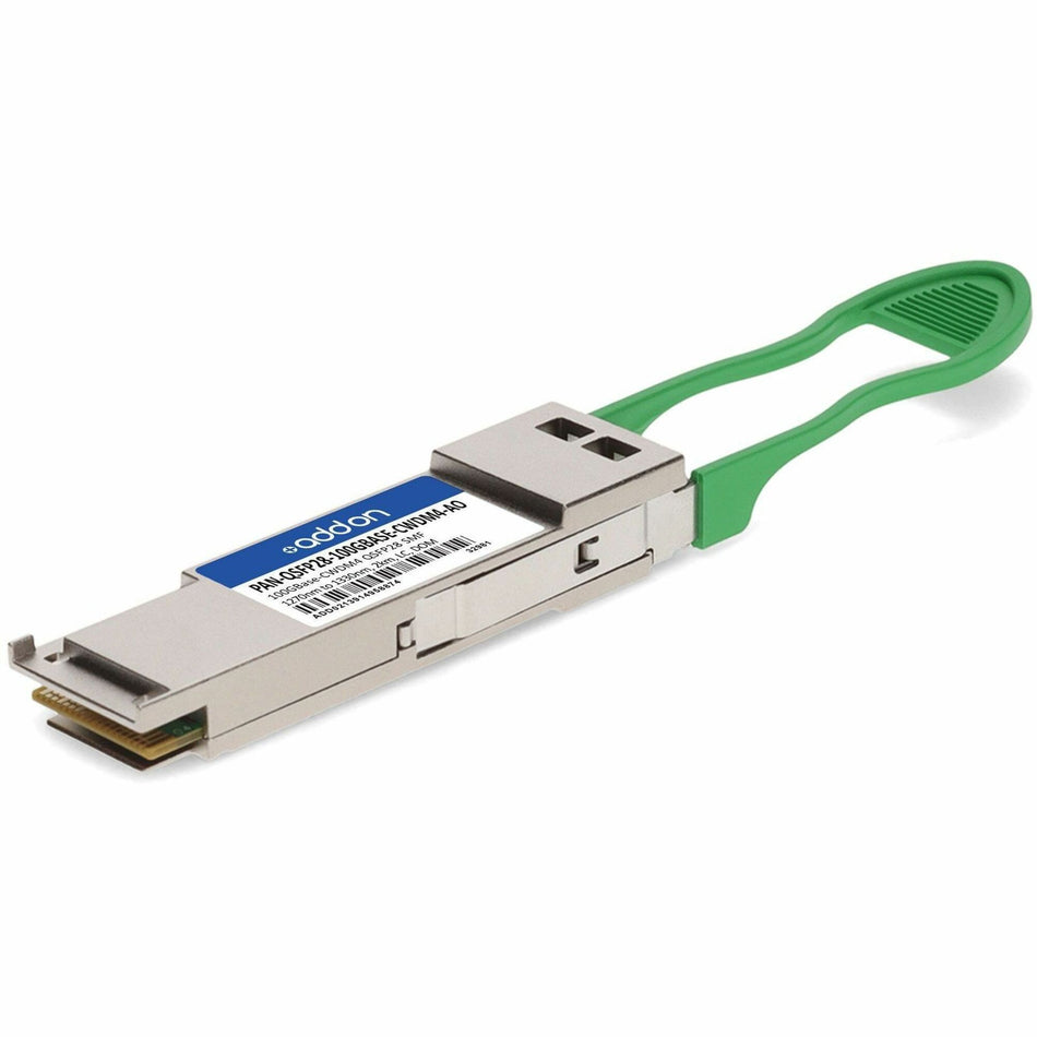 AddOn Palo Alto Networks&reg; PAN-QSFP28-100GBASE-CWDM4 Compatible TAA 100GBase-CWDM4 QSFP28 Transceiver (SMF, 1270nm to 1330nm, 2km, LC, DOM) - PAN-QSFP28-100GBASE-CWDM4-AO