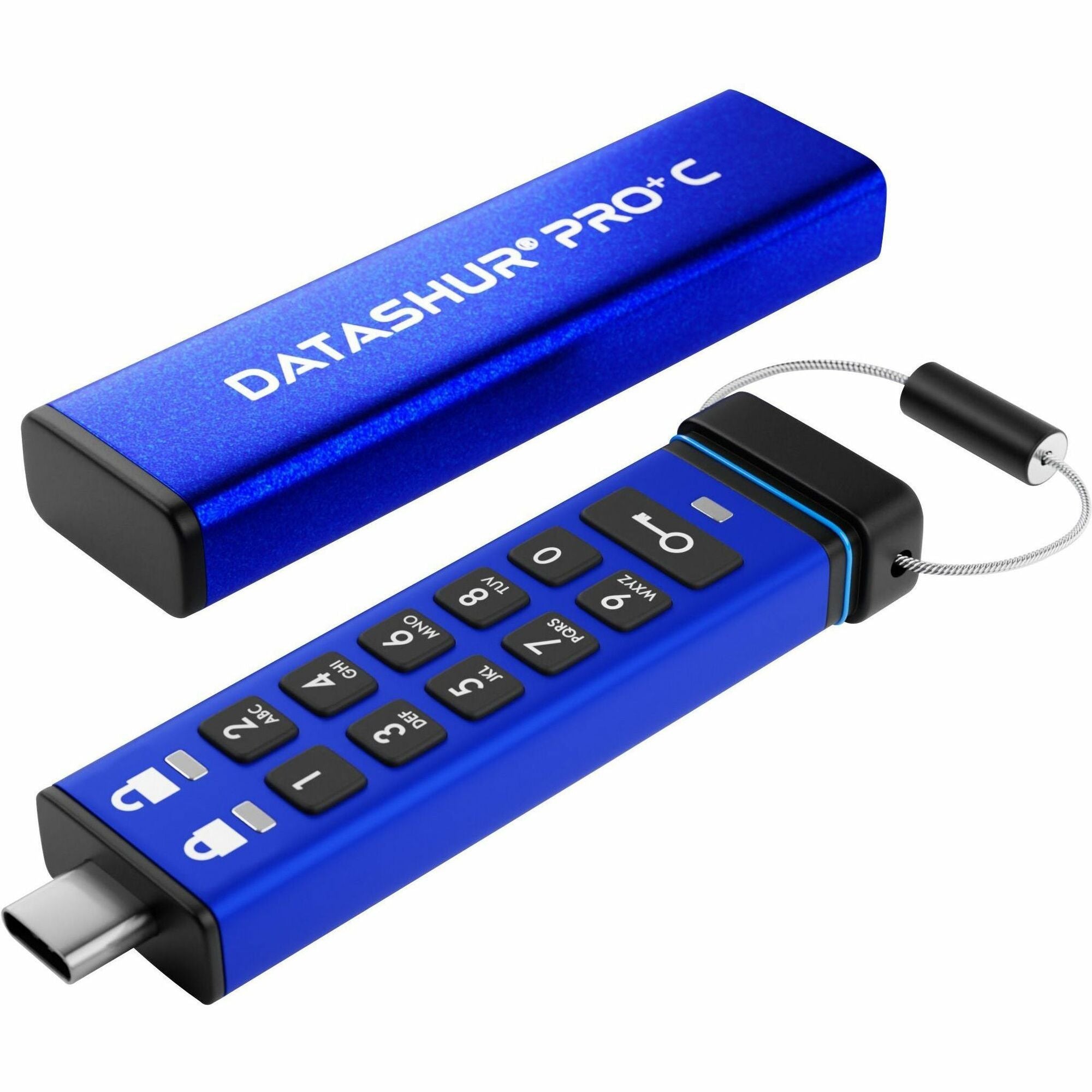 iStorage datAshur PRO+C 256GB | Secure USB Type-C Memory Stick | FIPS 140-3 Level 3 pending | PIN protected | Type C-A adapter included. - IS-FL-DA3C-256-256