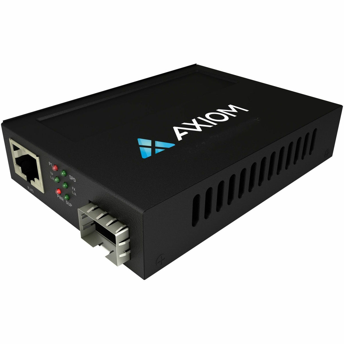 Axiom TAA 1Gbs POE+ RJ45 to SFP Fiber Media Converter - Open SFP Port - AXG100204