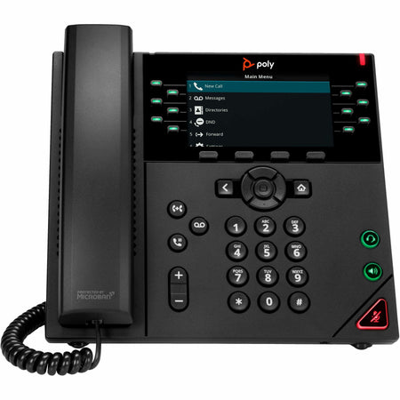 Poly VVX 450 IP Phone - Corded - Corded - Wall Mountable, Desktop - Black - 89B74AA