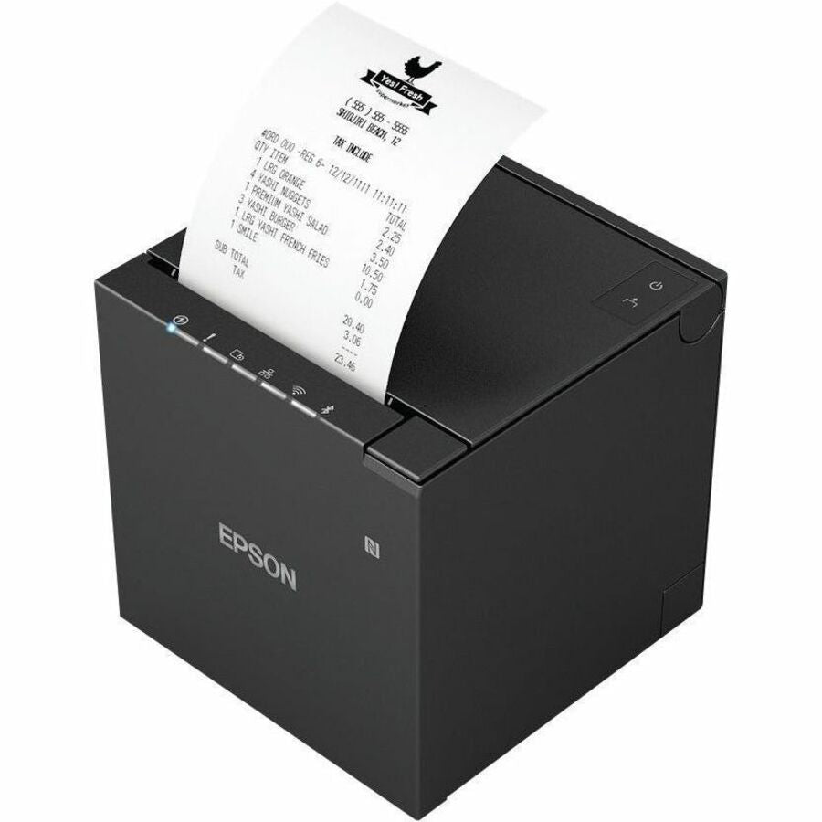 Epson OmniLink TM-m30III Desktop Direct Thermal Printer - Monochrome - Receipt Print - Fast Ethernet - USB - USB Host - Bluetooth 5.0 - IEEE 802.11a/ac/b/g/n Wireless LAN - With Cutter - Black - C31CK50022