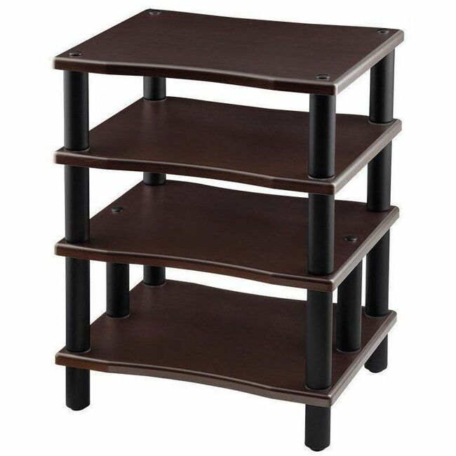 Monoprice Heavy Duty 4 Tier Audio Stand XL, 1" Shelf Thickness, Espresso - 39167
