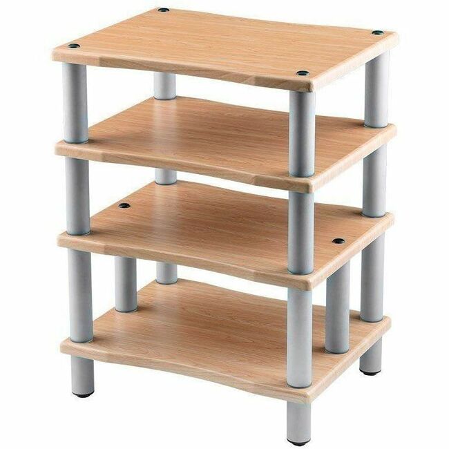 Monoprice Heavy Duty 4 Tier Audio Stand XL, 1" Shelf Thickness, Maple - 39166