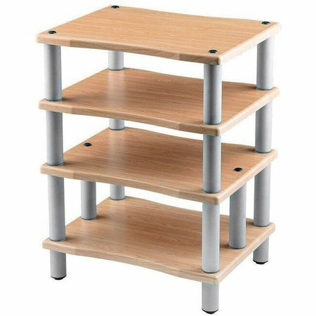 Monoprice Heavy Duty 4 Tier Audio Stand XL, 1" Shelf Thickness, Maple - 39166