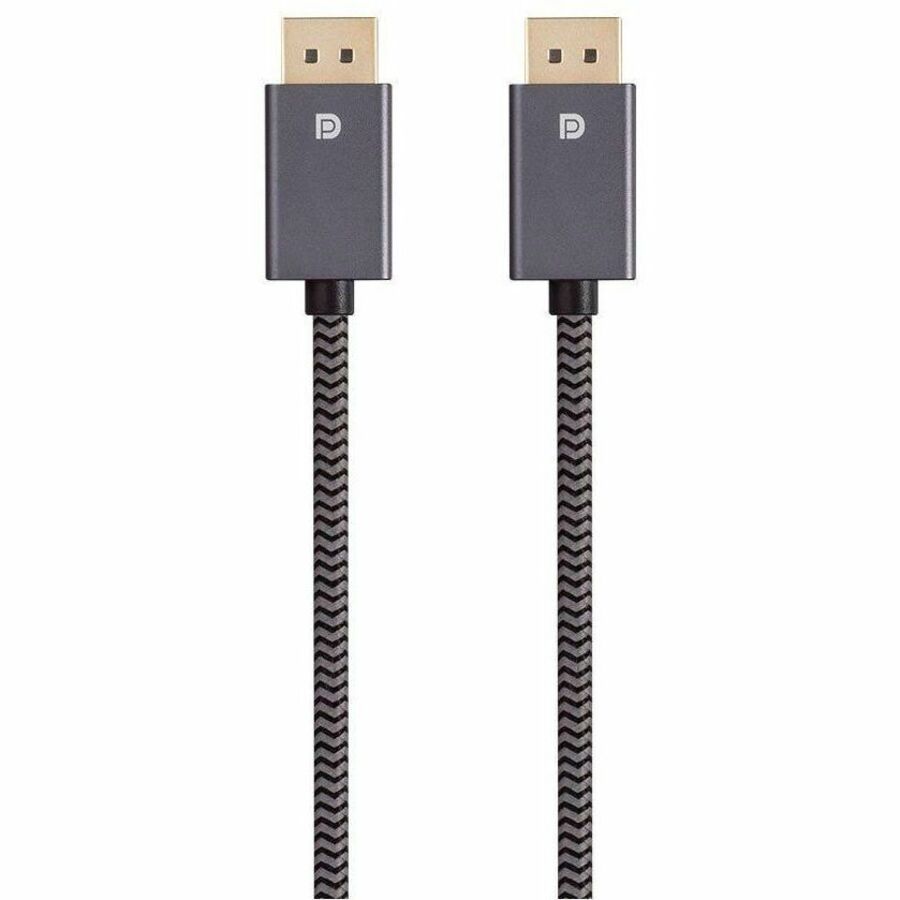 Monoprice DisplayPort 1.4 EasyPlug Nylon Braided Cable, 6ft, Gray (10 Pack) - 40788