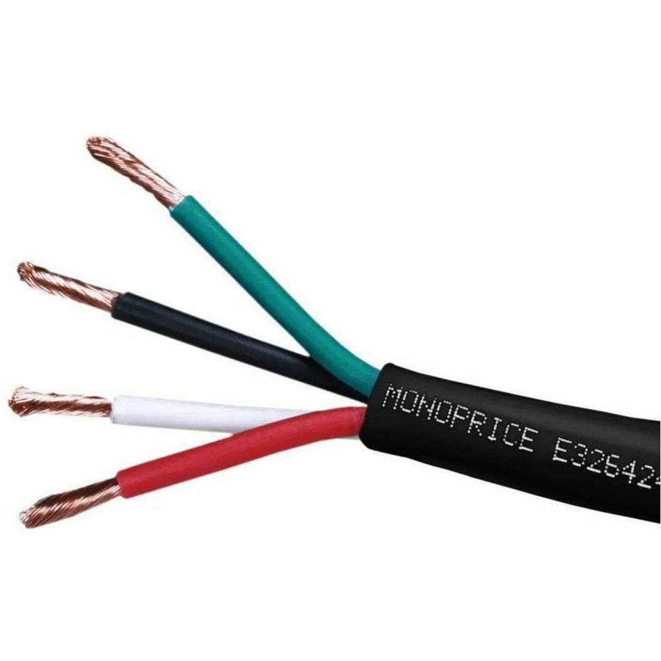 Monoprice Speaker Wire, CL2 Rated, 4-Conductor, 14AWG, 1000ft, Black - 41399