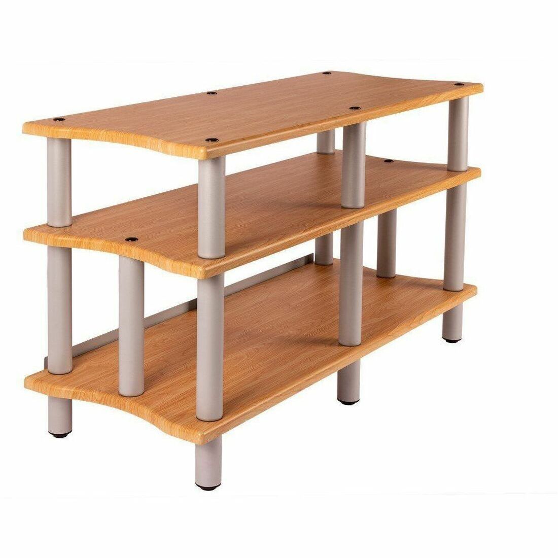Monoprice Heavy Duty Double-Wide XL 3-Tier AV Stand, 60" Wide, Maple - 43166