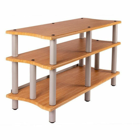 Monoprice Heavy Duty Double-Wide XL 3-Tier AV Stand, 60" Wide, Maple - 43166