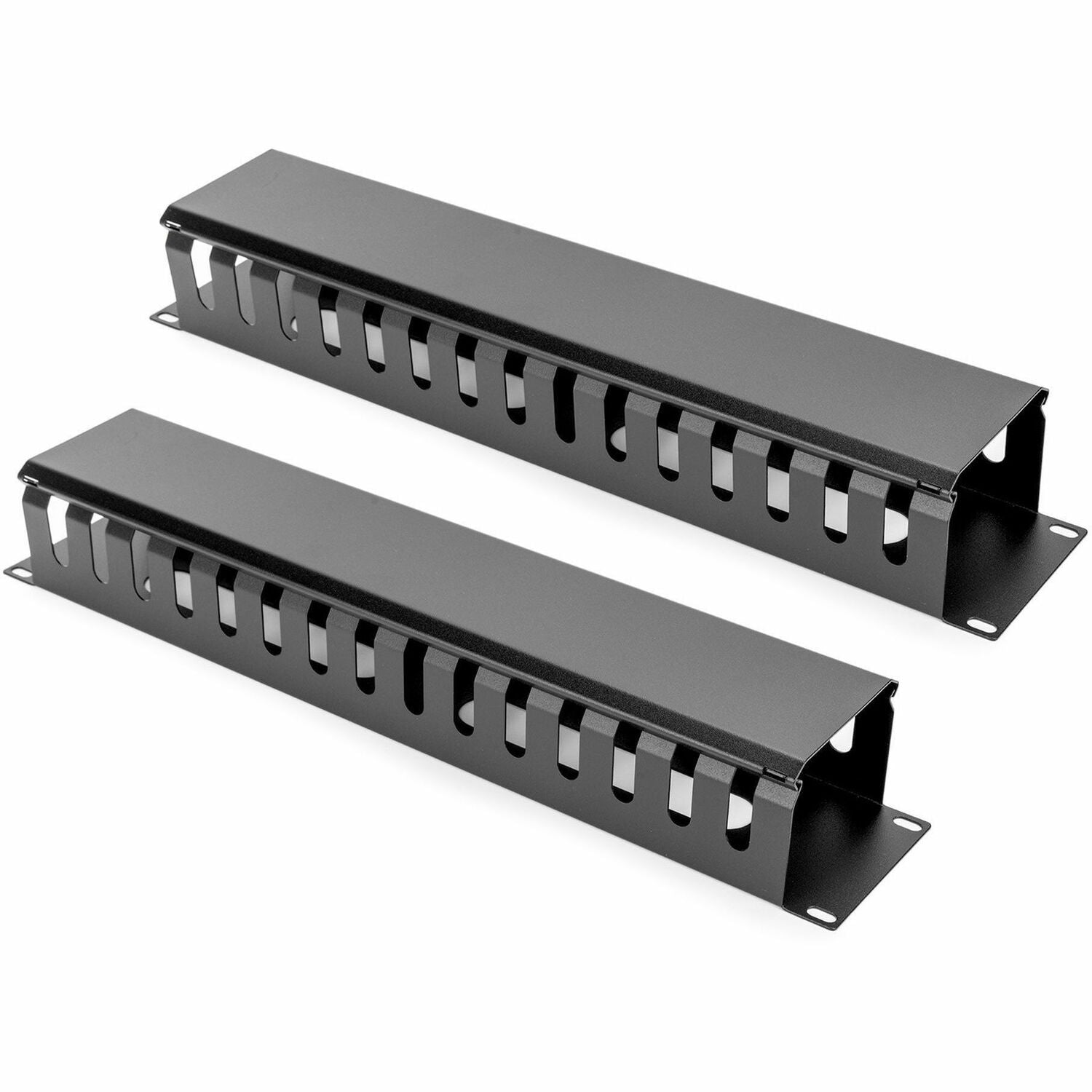 Rocstor 2U Horizontal Finger Duct Rack Cable Management Panel with Cover - Y10E044-B1