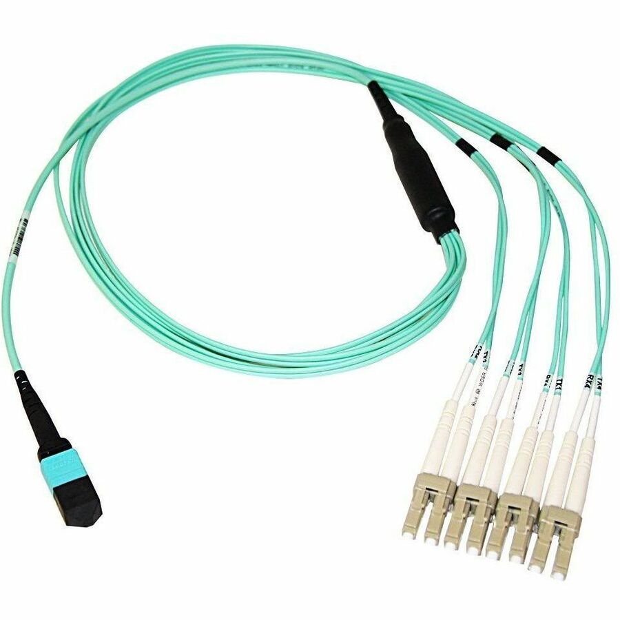 Axiom MPO Female to 4 LC Multimode OM3 50/125 Fiber Breakout Cable 15m - TAA Compliant - AXG96622